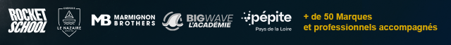 Marques et écoles accompagnées : Rocket School, Le Nazaire, Marmignon Brothers, Bigwave l'Académie, Pépite Pays de la Loire