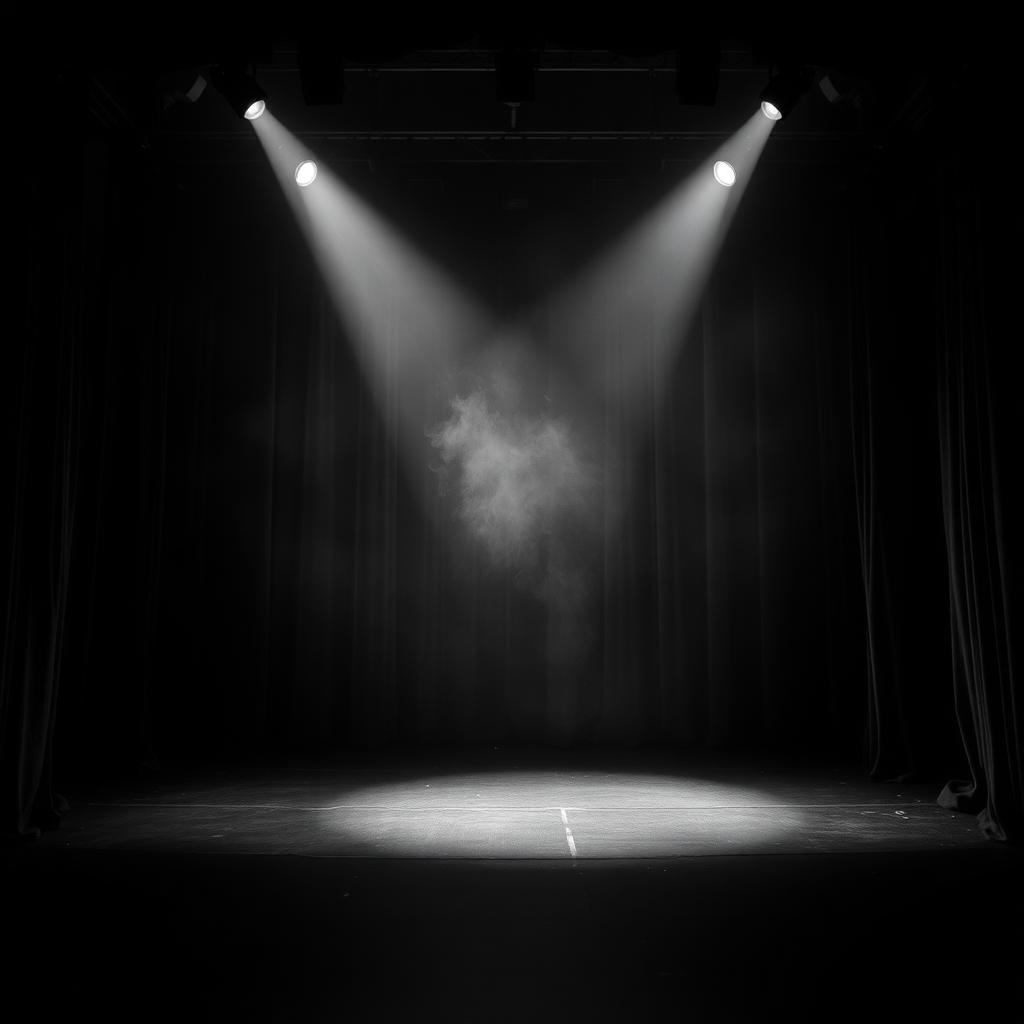 Scène de théâtre éclairée par un projecteur