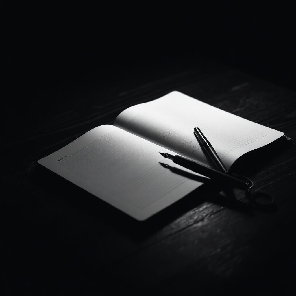 Carnet ouvert et stylo plume sous une lumière rasante